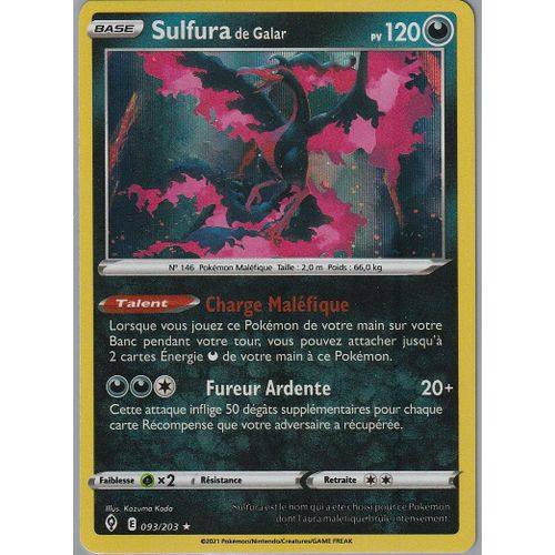 Carte Pokemon - Sulfura De Galar - 093/203 - Holo-Rare - Evolution Celeste -