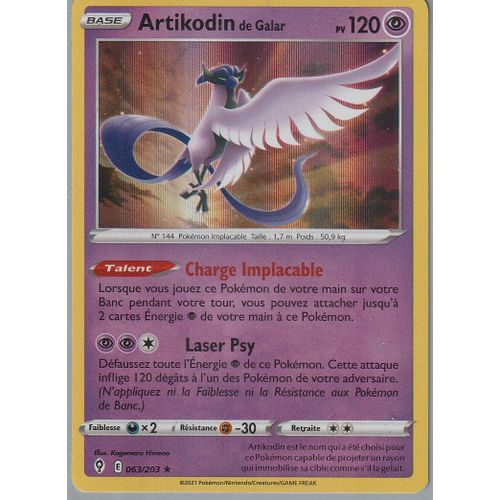 Carte Pokemon - Artikodin De Galar - 063/203 - Holo-Rare - Evolution Celeste -