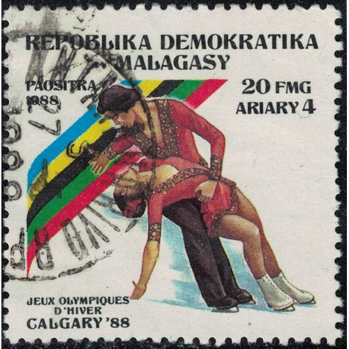 Madagascar 1988 Oblitéré Used Patinage Artistique En Couple Jeux Olympiques Hiver Calgary Y&t Mg 847 Su