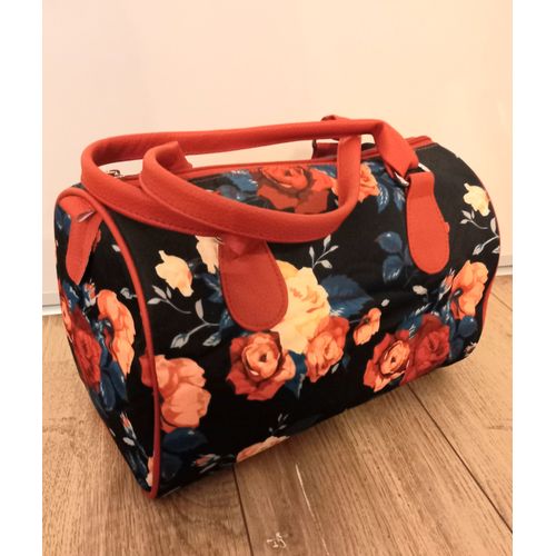sac à main russe fleuri rouge polochon luxe 30 cm top qualité cadeau femme