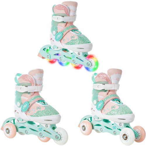 Roller En Ligne Mireia Du 30 Au 33 + Patin A Roulette + Triskate Enfant Mixte Taille Ajustable Vert Raven