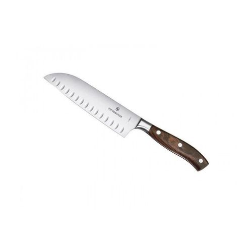 Victorinox 7.7320.17g Couteau Santoku Forgé « Grand Maître Rosewood », Lame Alvéolée 17 Cm, Manche Palissandre. En Boîte Cadeau.