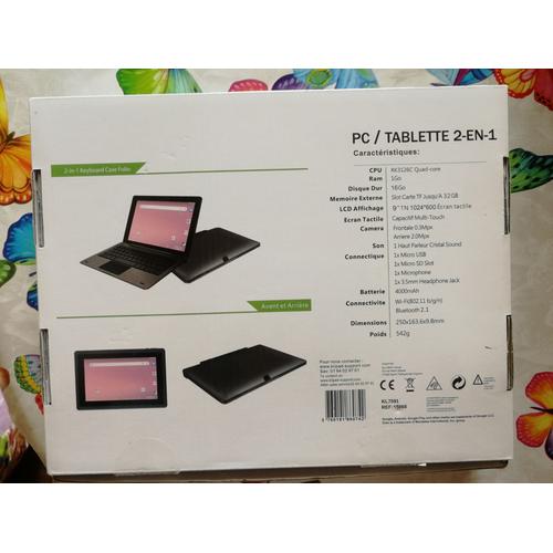Tablette PC 2 en 1 Klipad KL-7591 16 Go 9 pouces Noir
