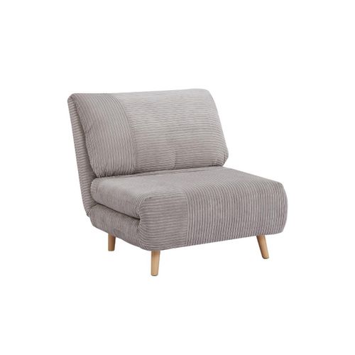 Fauteuil Convertible En Velours Côtelé Palula - Gris Clair