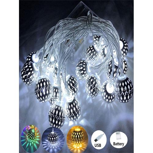 Guirlande lumineuse LED boules argentées