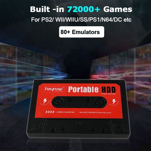 Disque Nu De 500 Go - Batocera Portable Hdd 2t 72000 + Jeux 80 + Émulateurs Plug And Play Pour Ps3/Ps2/Ps1/Wii/Wiiu/Ss/N64/Snes Pour Pc/Gk3v/Gk Mini