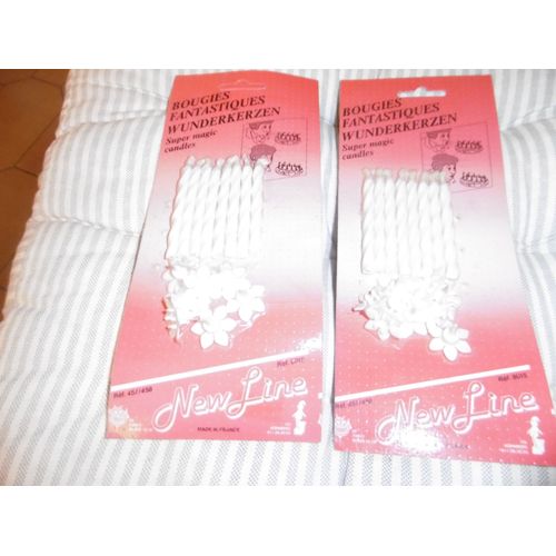 paquet de 8 bougies anniversaire avec support blanc super magic NEW LINE 8015 LOT DE 2