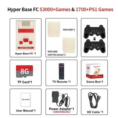 Fc-500g Hdd-2-706w-2 - Console De Jeu Vidéo Portable David Machine Game Box, Plus De 53000 Jeux Intégrés, Ext.500g, Hdd Pour Psp, Ps1, N64, Macloser, Console D'émulateur 4k Uhd