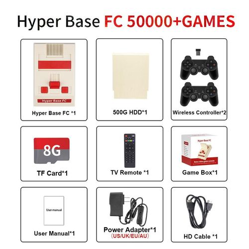 Fc-500g Hdd-706w-2 - Console De Jeu Vidéo Portable David Machine Game Box, Plus De 53000 Jeux Intégrés, Ext.500g, Hdd Pour Psp, Ps1, N64, Macloser, Console D'émulateur 4k Uhd