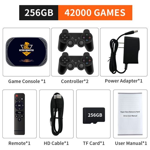 Rm-256g-706-2 - Console De Jeu Vidéo Rétro Avec 48000 Jeux Intégrés, 60 Émulateurs Pour Ps1, Psp, N64, Sega Saturn, Snes, 4k, Boîte De Jeu Hd Avec Deux Thorac