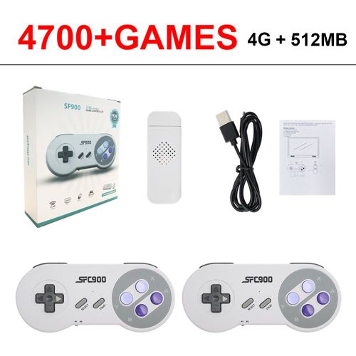 Sf900 - Console De Jeu Vidéo Pour Super Nintendo Snes, Anjbuilt 4700 Game Stick, Lecteur Tv Avec 2 Manettes De Jeu Sans Fil, Manette De Jeu, Sf900