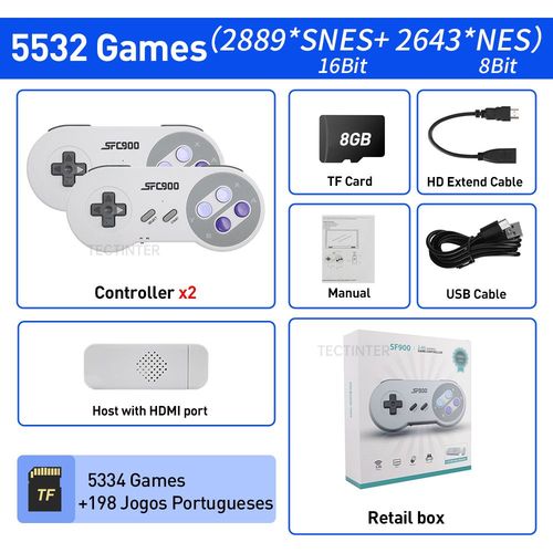 5532 Jeux Avec Br - Console De Jeu Vidéo Pour Super Nintendo Snes Anjbuilt, 5500 Jeux, Clé De Jeu Compatible Hdmi, Lecteur Tv, Manette Sans Fil