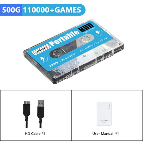Kit1 - Disque Dur Externe Hdd Portable, 500 Go, 111000 Jeux Rétro, Compatible Avec Sega Saturn, Mame, Dc, Windows, Mac