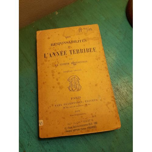 Les Responsabilités De L'année Terrible
