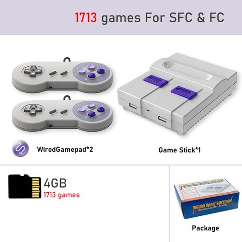 2p Câblé Ru 1713 - Console De Jeux Vidéo Tv Filaire/Sans Fil, 16 Bits, 4000 +, Everdrive, Pour Famille, Jeu Rétro Super Nes Sfc Fc, Cadeaux De Noël