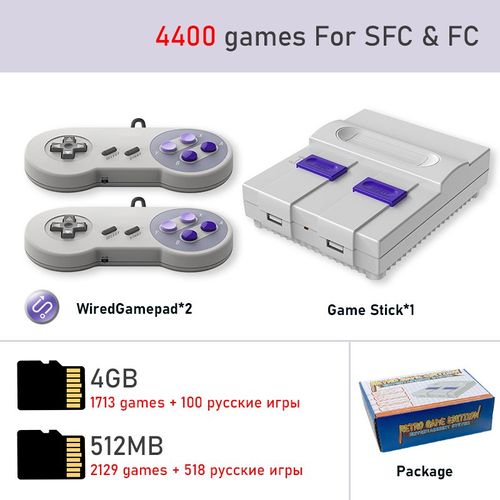 2p Filaire Ru 4400 - Console De Jeux Vidéo Tv Filaire/Sans Fil, 16 Bits, 4000 +, Everdrive, Pour Famille, Jeu Rétro Super Nes Sfc Fc, Cadeaux De Noël