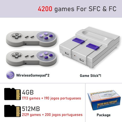 2p Wireless Br 4200 - Console De Jeux Vidéo Tv Filaire/Sans Fil, 16 Bits, 4000 +, Everdrive, Pour Famille, Jeu Rétro Super Nes Sfc Fc, Cadeaux De Noël