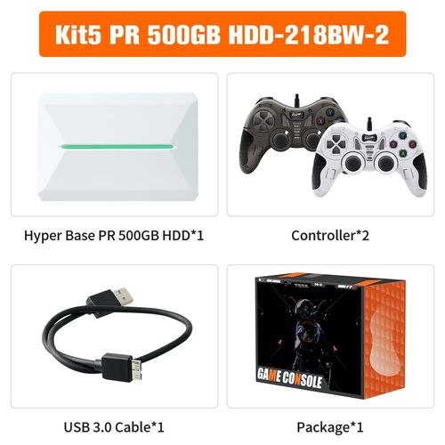 Pr 500g Hdd-218bw-2 - Console De Jeux Vidéo Hdd Retrobat Et Playnite, 500 Go, 38200 + Jeux Rétro Aaa, Ps3, Ps2, Psp, Switch, Wii, Wiiu, Pc, Ordinateur Portable