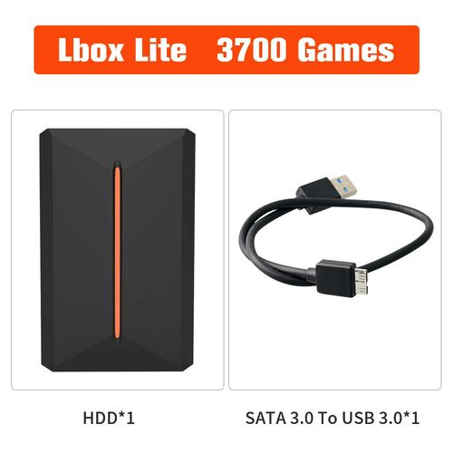 Lite Lite - Disque Dur De Jeu Externe Portable Lbox Lite, Hyper Base, Hdd De Jeu Launchbox, 500 Go, 3700 Jeux Rétro Pour Ps4, Ps3, Switch, Wii