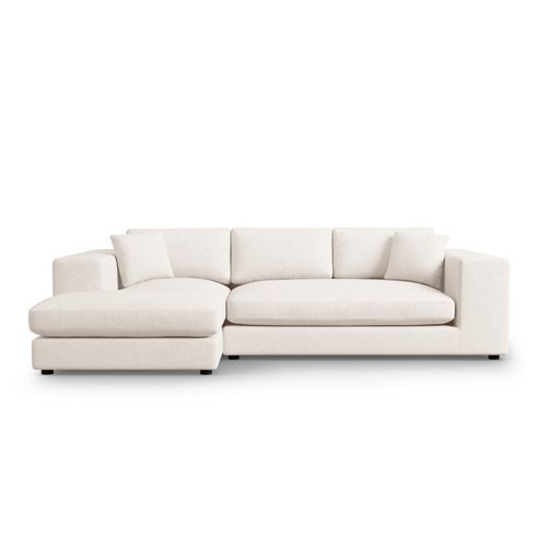 Canapé D'angle Gauche 5 Places En Tissu Structurel Blanc