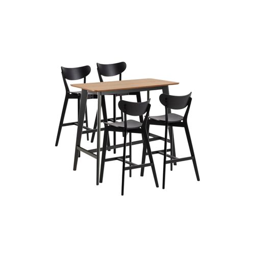 Table De Bar Et 4 Tabourets De Bar Scandinaves En Bois Noir