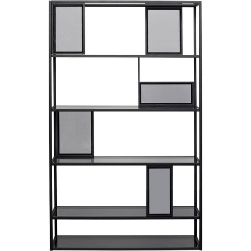 Étagère 195x115 En Verre Fumé Et Acier Noir