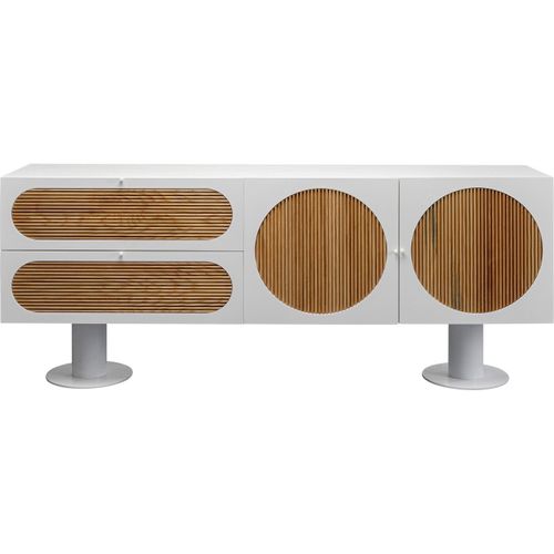 Buffet 2 Portes 2 Tiroirs Effet Bois Blanc Et Chêne Massif