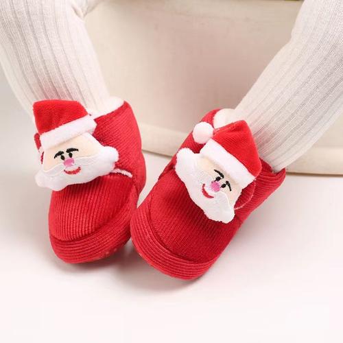Chaussures Premier Pas d'hiver Père Noël pour bébé Fille Bottines de Neige  Chaudes avec à Semelle Souple