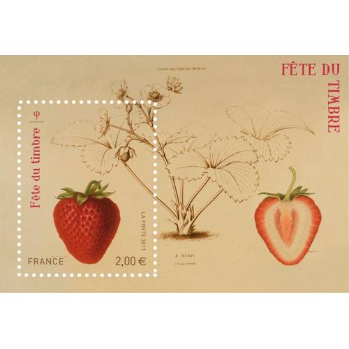 France 2011, Très Beau Mini Bloc-Feuillet Et Timbre Neuf** Luxe Yvert 4535, Fête Du Timbre 2011, « Fraise Rubis », Jardin Fruitier Du Museum National D'histoire Naturelle.