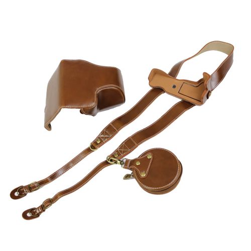 Brown de luxe - Étui en cuir Pu pour appareil photo, housse de protection pour appareil photo Canon EOS M6 II EOSM6 II M6 Mark II