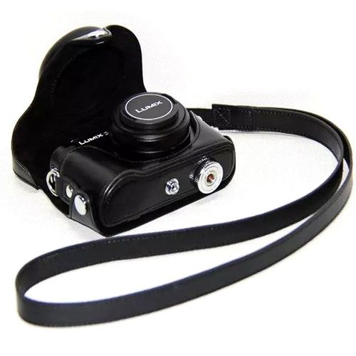 Noir - Housse de protection en cuir PU pour Panasonic Lumix DMC LX7 LX7 LX5 LX3, sacoche rigide avec sangle'épaule pour appareil photo et vidéo