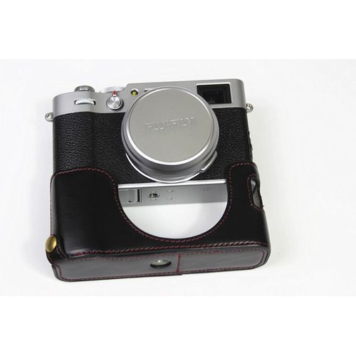 noir - Étui en cuir Pu pour appareil photo Fujifilm X100v, demi sac, batterie ouverte, Design 3 couleurs