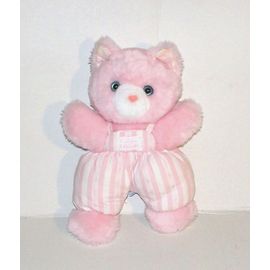 doudou chat rose tartine et chocolat peluche chat salopette rayé