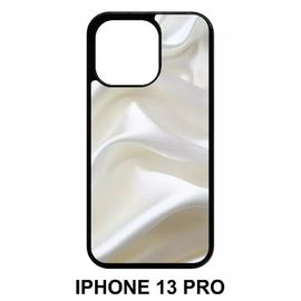 Coque Iphone 13 Pro - Soie Blanche - Silicone - Noir