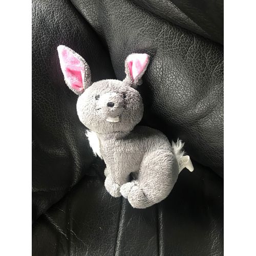 Doudou Peluche Lapin Gris Et Rose 12cm Édition Atlas