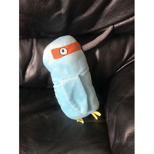 Doudou Oiseau Perroquet Long Bec Ou Crête Bleu Et Marron Patte Jaune 20cm