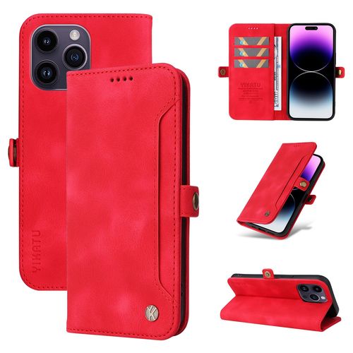 Coque Iphone 14 Pro Max,Etui A Rabat Pour Iphone 14 Pro Max,Etui Portefeuille 4 Emplacements Pour Cartes,1 Money Pocket,Coque Pour Iphone 14 Pro Max,Rouge