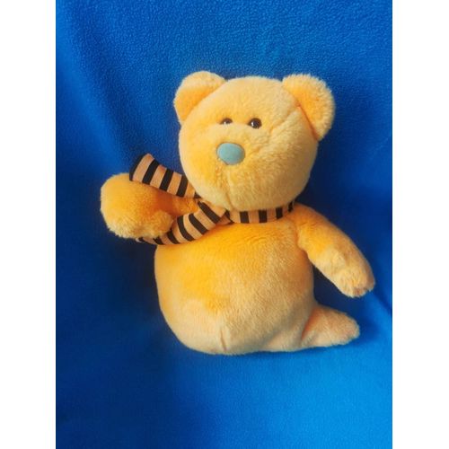 Doudou Peluche Ours Fantôme Orange Fluo Écharpe Rayé Beanie Buddies Collection Ty