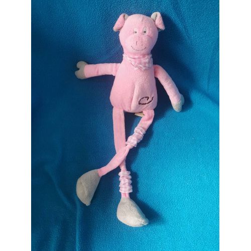 Doudou Peluche Cochon Rose Bandana Guêtres Vichy Les Petites Marie