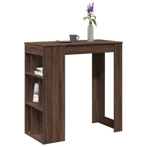 Vidaxl Table De Bar Avec Étagères Chêne Marron Bois D'ingénierie