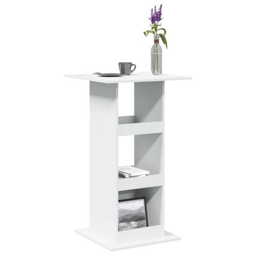 Vidaxl Table De Bar Avec Rangement Blanc 60x60x102cm Bois D’Ingénierie