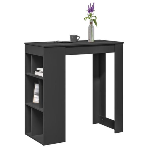 Vidaxl Table De Bar Avec Étagères Noir Bois D'ingénierie