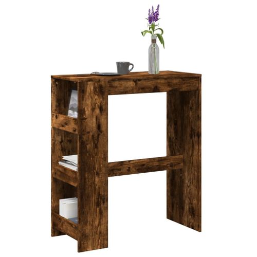 Vidaxl Table De Bar Avec Étagères Chêne Fumé Bois D'ingénierie