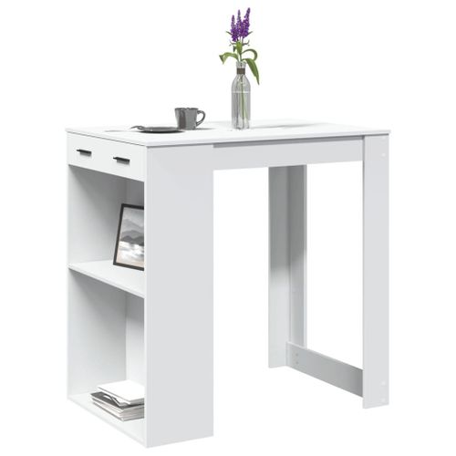 Vidaxl Table De Bar Blanc 102x70x103,5 Cm Bois D'ingénierie