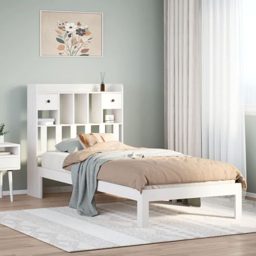 Vidaxl Lit Bibliothèque Sans Matelas Blanc 75x190cm Bois De Pin Massif