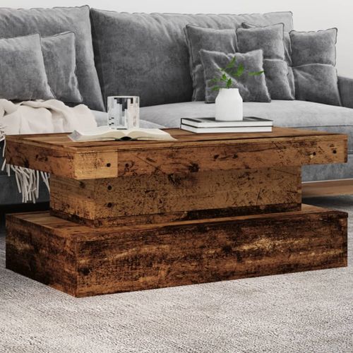Vidaxl Table Basse Avec Lumières Led Vieux Bois 90x50x40 Cm