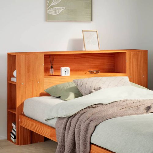 Vidaxl Tête De Lit Avec Rangement Cire Marron 135cm Bois Massif De Pin