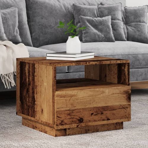 Vidaxl Table Basse Avec Lumières Led Vieux Bois 50x49x40 Cm