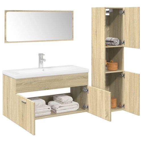 Vidaxl Ensemble De Meubles De Salle De Bain 3 Pcs Chêne Sonoma