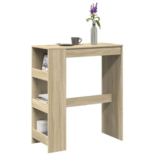 Vidaxl Table De Bar Avec Étagères Chêne Sonoma Bois D'ingénierie